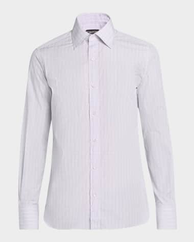 TOM FORD Men's Cotton Poplin Check Slim Fit Dress Shirt