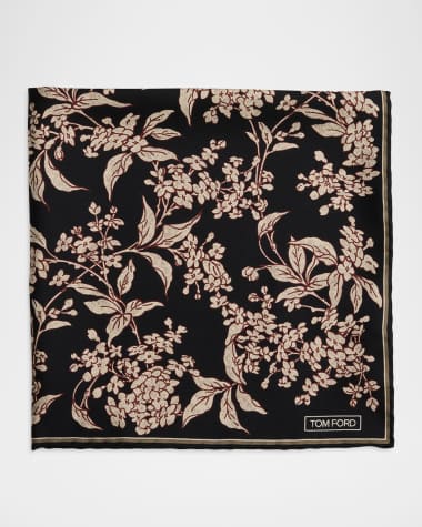 TOM FORD Men's Floral Silk Pocket Square