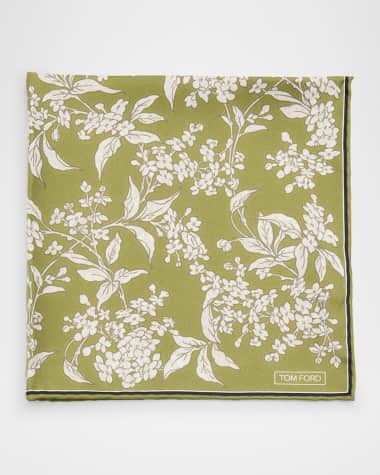 TOM FORD Men's Floral Silk Pocket Square
