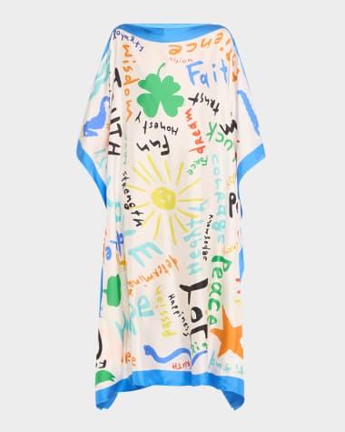 Rianna + Nina Kakanias Typography Silk Kimono