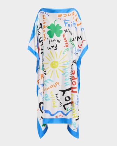 Rianna + Nina Kakanias Typography Silk Kaftan