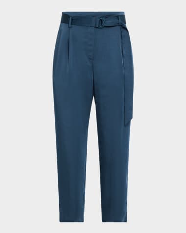 LAPOINTE Satin Belted Cropped Pants