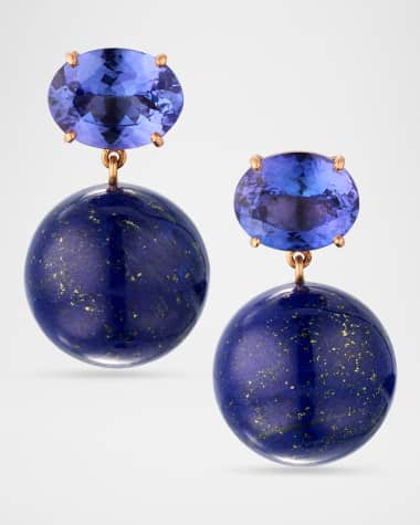 Irene Neuwirth Gumball 18K Rose Gold Tanzanite Post Earrings, One-Of-A-Kind