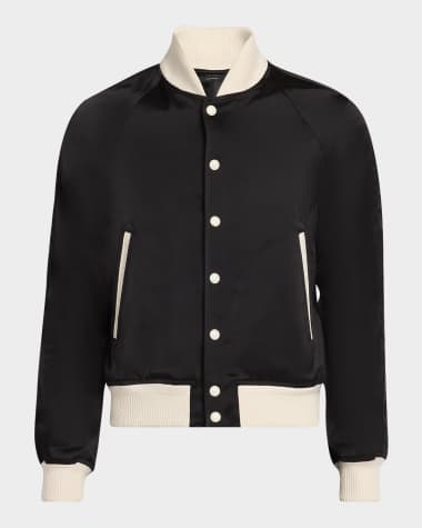 TOM FORD Men's Satin Snap-Front Bomber Jacket