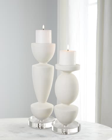 Lido Candleholders with Candles, Set of 2