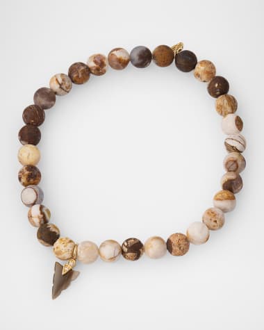 Sydney Evan Men's Matte Opal Beaded Bracelet with 14K Diamond Arrowhead Charm