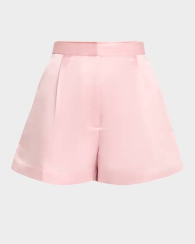Adam Lippes Pleated Silk-Cotton Duchesse Shorts