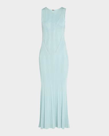 Adam Lippes Silk Engineered Rib Sleeveless Maxi Dress