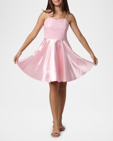 strapless open back dress Elegant A Line Nude Pink Prom Dresses Lace Up Party Dresses main image 0