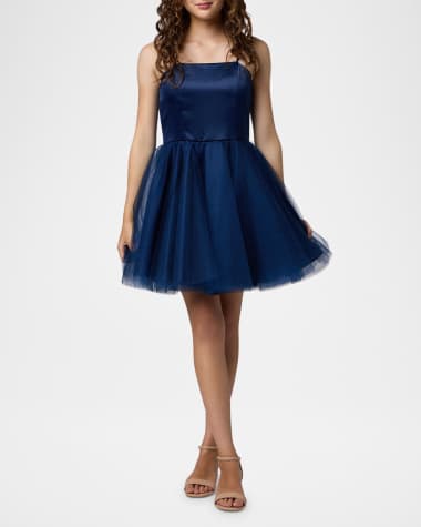 Un Deux Trois Girl's Satin & Tulle Party Dress, Size 7-16