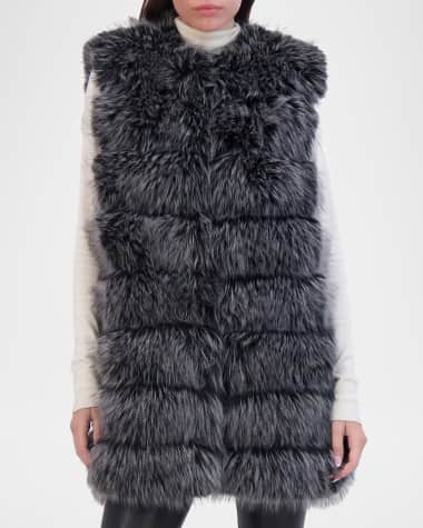 Theia Fox-Like Faux Fur Vest