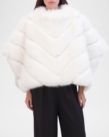 Theia Chevron Fox-Like Faux Fur Cape