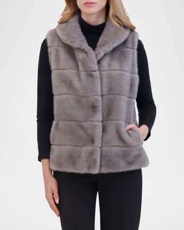 Theia Horizontal Mink-Like Faux Fur Vest