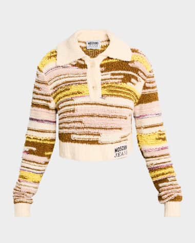 Moschino Jeans Cropped Knit Polo Sweater