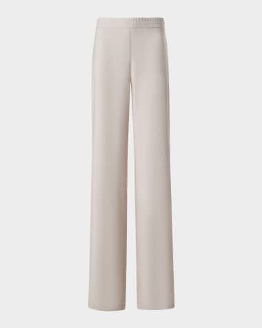 Akris Filibert Cupro Gabardine Straight-Leg Elastic-Waist Pants