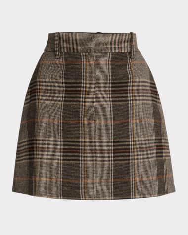 ARGENT Plaid-Print Tailored Mini Skirt