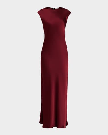 ARGENT Cap-Sleeve Bias Viscose Satin Maxi Dress