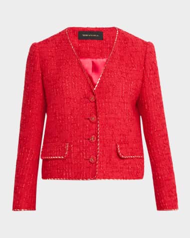 Kobi Halperin Clara Metallic-Trim Textured Tweed Jacket