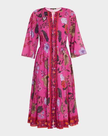 Kobi Halperin Reese Floral-Print Cotton Midi Dress