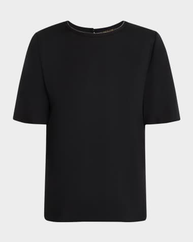 Kobi Halperin Sylvie Chain-Trim Crewneck Blouse