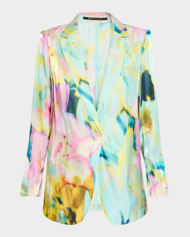 Kobi Halperin Joan Single-Button Metallic Satin Jacket