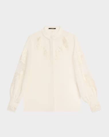 Kobi Halperin Angela Embroidered Sheer-Inset Blouse
