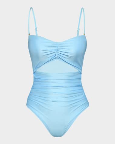 L'Agence Lily Ruched Cutout One-Piece Swimsuit