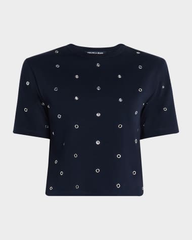 Veronica Beard Sebastian Short-Sleeve Grommet Tee