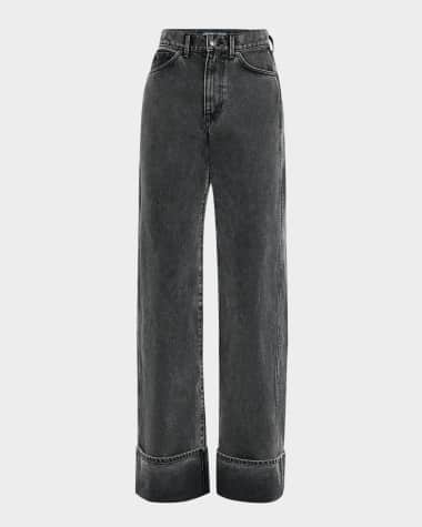 Veronica Beard Taylor High-Rise Wide Cuffed Jeans