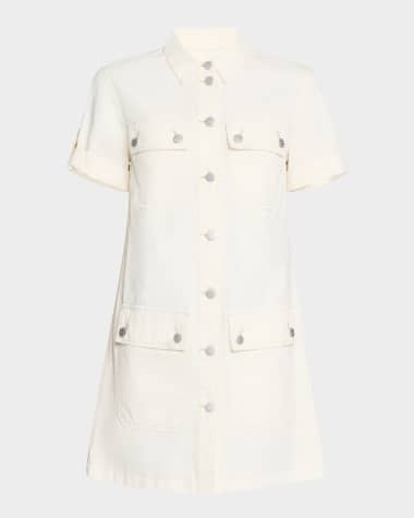 Veronica Beard Warren Short-Sleeve Denim Mini Dress