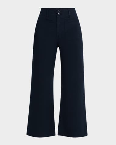 Veronica Beard Grant Cropped High-Rise Wide-Leg Pants