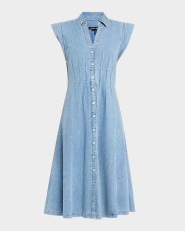 Veronica Beard Ruben Button-Front Midi Dress