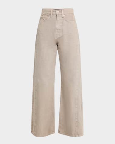 Veronica Beard Taylor Crop High-Rise Wide Jeans