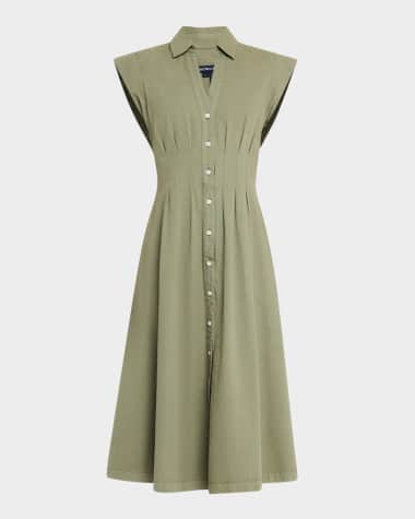 Veronica Beard Ruben Button-Front Midi Dress