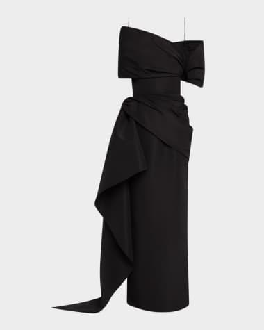 Oscar de la Renta Draped Faille Off-The-Shoulder Gown