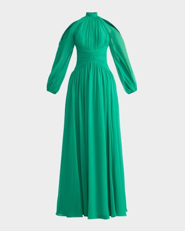 Zac Posen Wicked x Zac Posen Cold-Shoulder Chiffon Gown