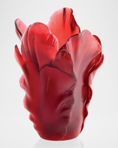 Daum Red Tulip Vase, 6.7"