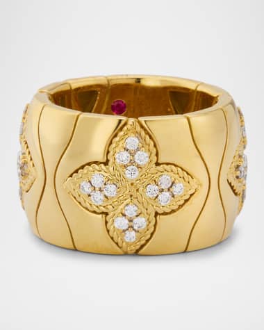 Roberto Coin 18K Yellow Gold Diamond Cigar Band Ring, Size 6.5
