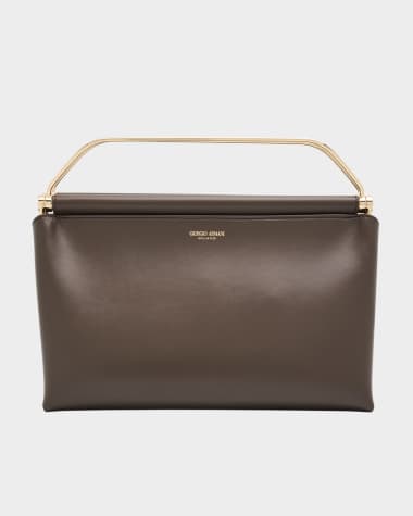 Giorgio Armani Avenue Large Polished Leather Clutch Bag