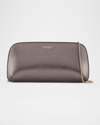 Giorgio Armani La Prima Large Metallic Leather Clutch Bag
