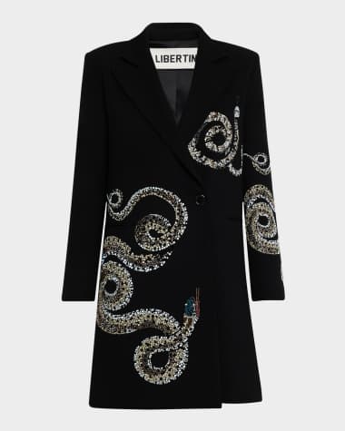 Libertine Reptillian Double-Breasted Long Coat