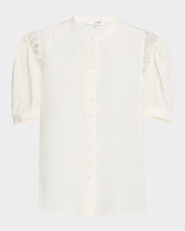 FRAME Lace Shoulder Blouse