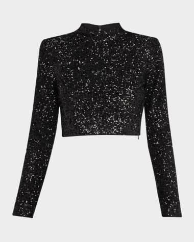 FRAME Cropped Sequin Top