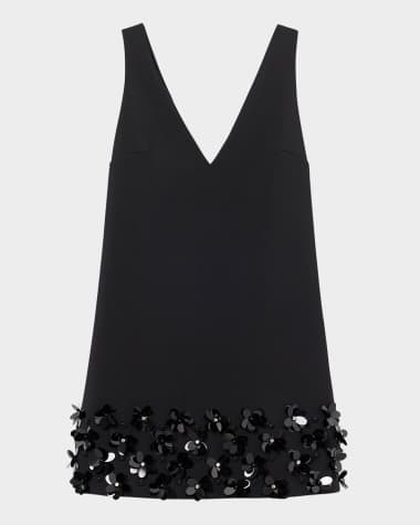 Self-Portrait Black Crepe 3D Sequined Mini Dress