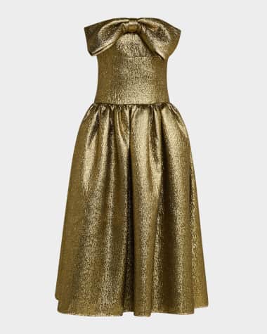 Self-Portrait Metallic Jacquard Bow Midi Dress