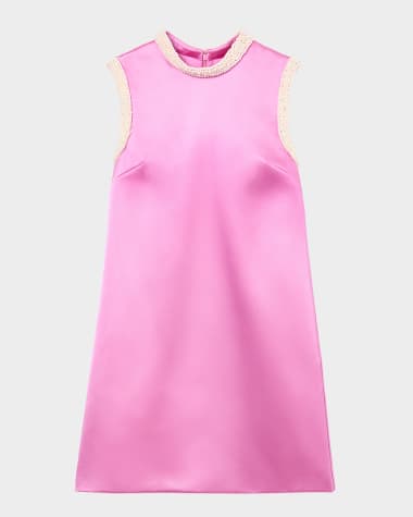 Self-Portrait Pearly Trim Satin Mini Dress