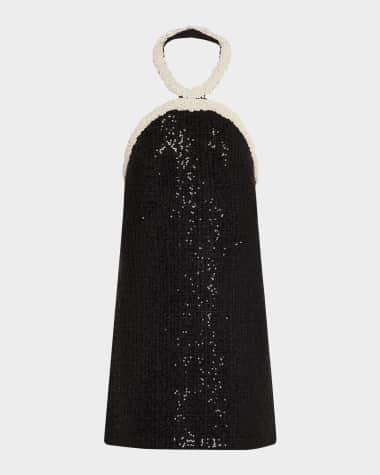 Self-Portrait Boucle Pearly-Trim Mini Dress