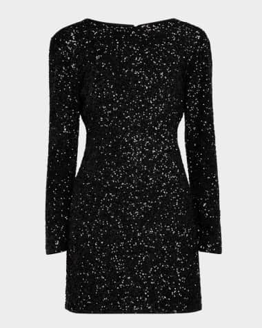 FRAME Long-Sleeve Sequined Mini Dress