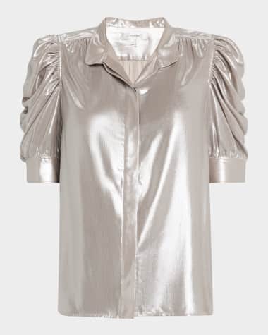 FRAME Gillian Metallic Lurex Top