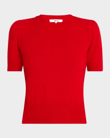 FRAME Short-Sleeve Cashmere Sweater
